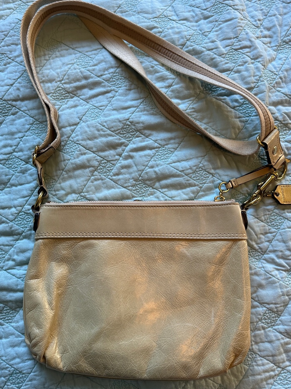 Coach Poppy Beige Leather Crossbody Bag - Picture 4 of 5